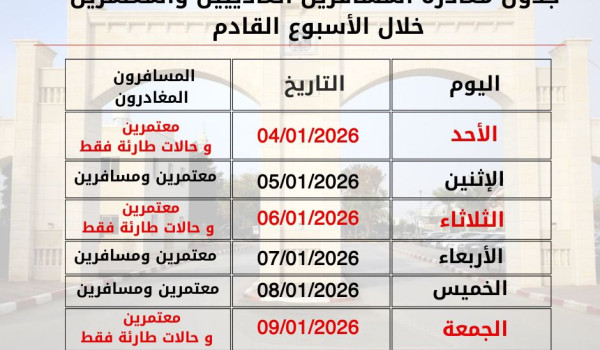 هيئة المعابر تعتمد جدول سفر خاص للمعتمري...
