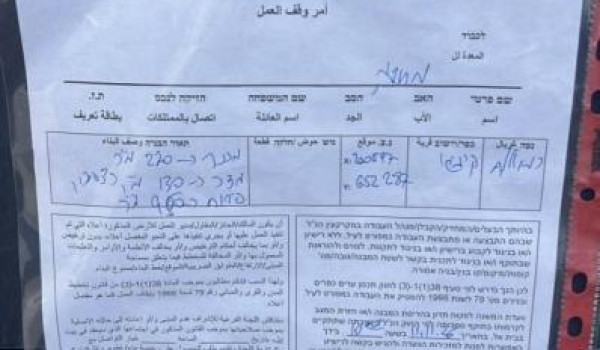 الاحتلال يخطر بوقف العمل في منازل ببلدات...