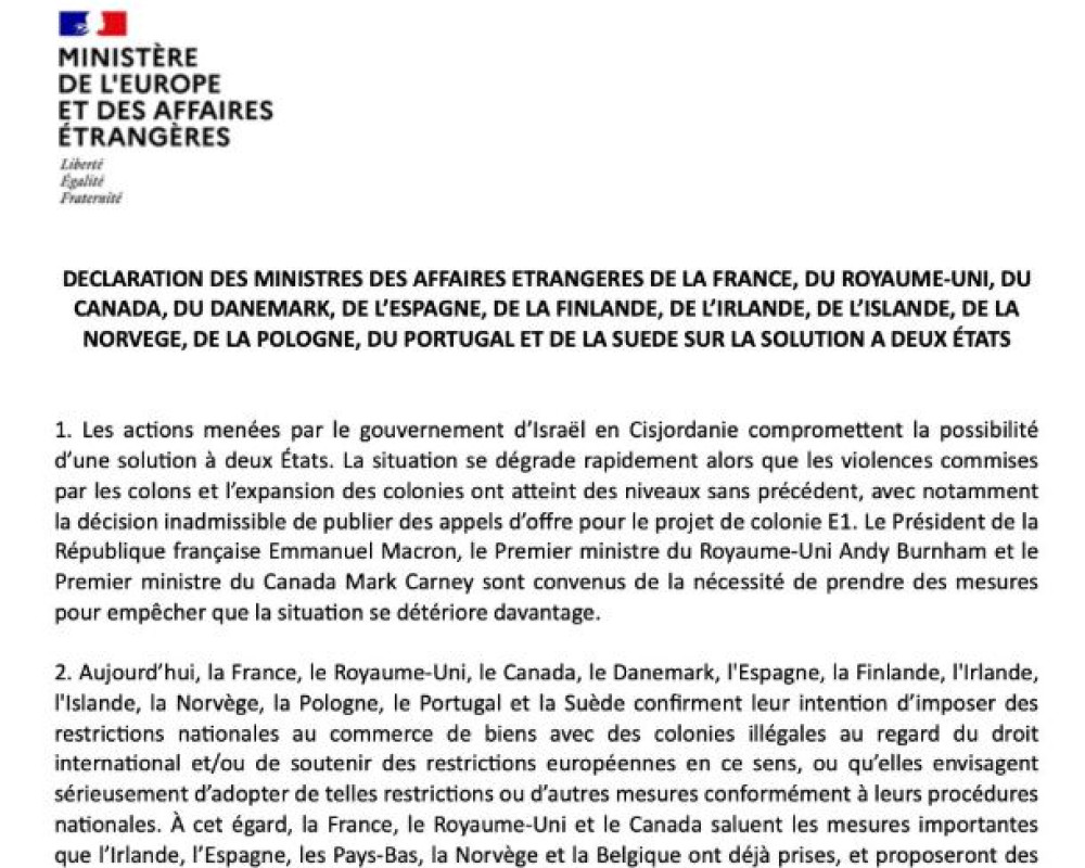 France joins dozen nations halting Israeli settlement trade